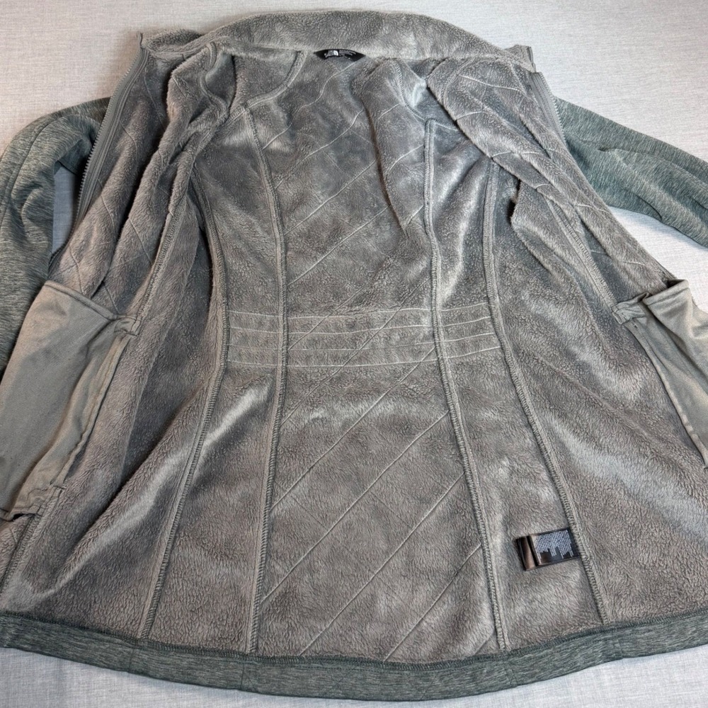 The North Face Womens Gray Quilted Full Zip Fleece Jacket Osito Lined Large - Picture 4 of 10
